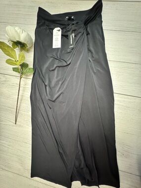 Express Black Midi Wrap Skirt
